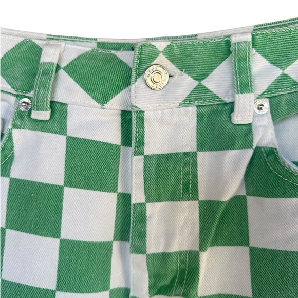 ASOS DESIGN High Rise ‘slouchy’ Mom Jeans in Green Check Size 25 - Picture 3 of 5